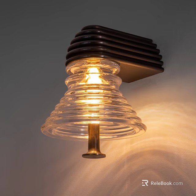 Transparent Spiral Glass Shade Wall Lamp with Warm Lighting Mounted on Wall 3d model 