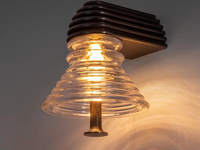 Transparent Spiral Glass Shade Wall Lamp with Warm Lighting Mounted on Wall 3d model