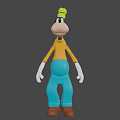 Goofy Character in Yellow Shirt Blue Pants and Green Hat with Brown Shoes