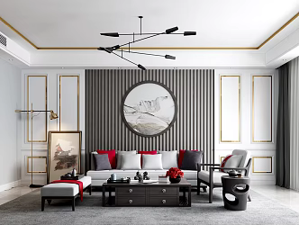 New Chinese Sofa Coffee Table Combination 3d model