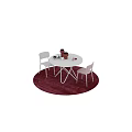 White Round Dining Table With Chairs Set On Red Rug And Decorative Items 3d model