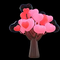 Art Installation With Heart Shaped Glowing Elements And Tree Like Structure In Pink And Red 3d model