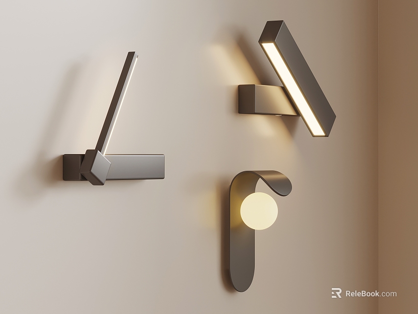 Modern Wall Lights With Geometric Shapes Metal Finish And Soft Illumination 3d model 