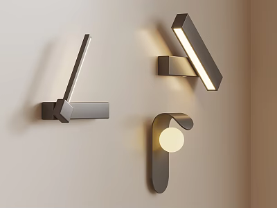 Modern Wall Lights With Geometric Shapes Metal Finish And Soft Illumination 3d model