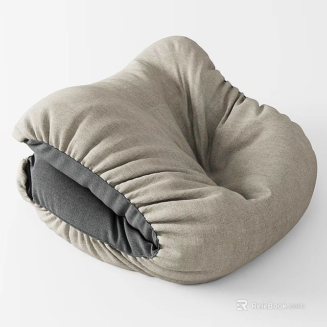 Comfortable Light Gray Fabric Bean Bag Chair With Wrinkled Design And Dark Gray Interior 3d model 