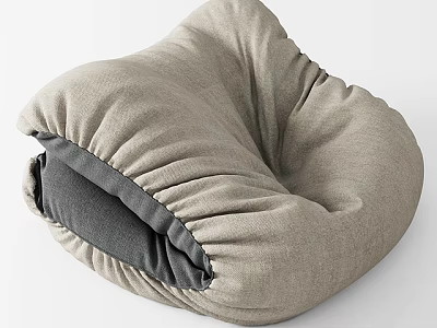 Comfortable Light Gray Fabric Bean Bag Chair With Wrinkled Design And Dark Gray Interior 3d model