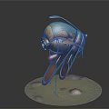 Futuristic Smart Machine With Spherical Body And Mechanical Arms On Textured Circular Base