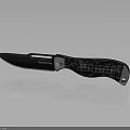 Black Folding Knife Weapon with Shiny Metal Blade and Patterned Handle Design 3d model
