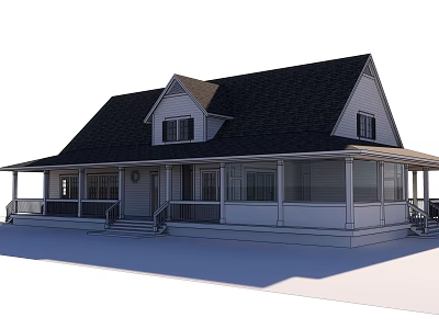 American style villa 3d model