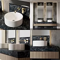 Modern Bathroom Vanity With Double Sinks Large Mirrors And Marble Countertop