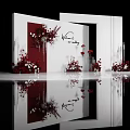 Elegant Wedding Ceremony Setup With Red White Flowers And Welcome Sign 3d model
