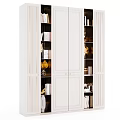 Elegant White Bookcase With Multiple Shelves Holding Books Golden Sculptures And Vases