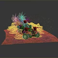 Dynamic Battle Vehicle With Flames Smoke And Weapons On Sandy Terrain 3d model