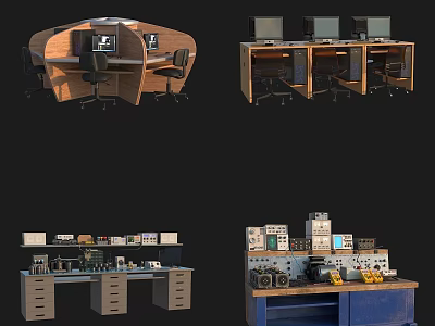 Laboratory Workspace With Lab Benches Computers And Scientific Instruments Setup Layout 3d model