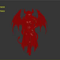 Fantasy Demoness Character With Red Horns Red Wings Armor And Red Hair