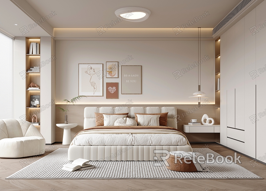 Cream wind bedroom model