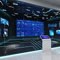 Modern showroom interactive flying screen 3d model