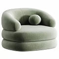 Cozy White Plush Lounge Chair with Rounded Arms and Round Cushion
