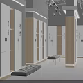 Modern Wardrobe Interior Design With Open Shelves Storage Cabinets And Benches