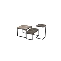 Modern Nesting Coffee Tables With Wooden Tops And Black Metal Frames Design