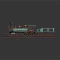 vintage train steam train train carriage locomotive head steam car carriage train vehicle 3d model