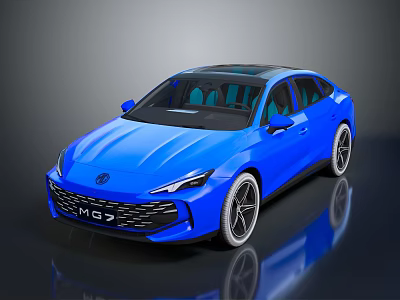 Modern Blue Sleek Sedan With Aerodynamic Body Sunroof And Stylish Wheels 3d model
