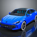 Modern Blue Sleek Sedan With Aerodynamic Body Sunroof And Stylish Wheels