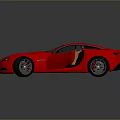 Red Sports Car With Open Gull Wing Doors And Brown Interior Design