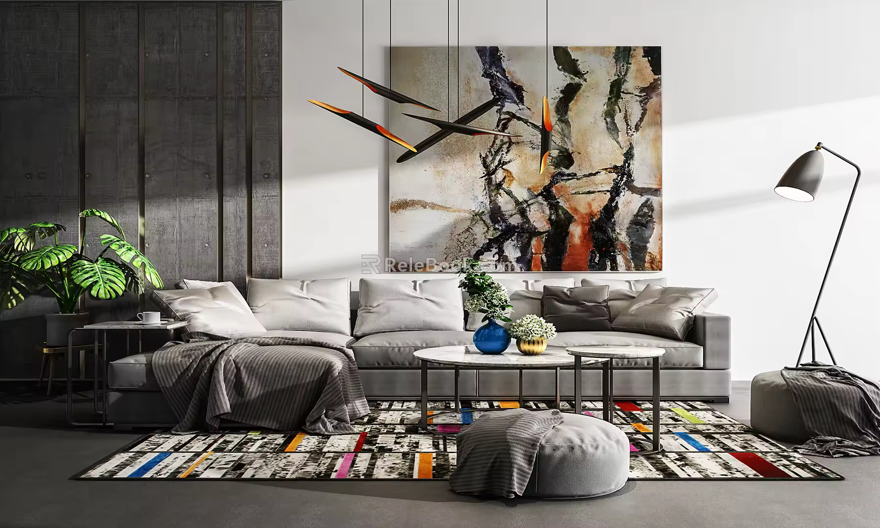 Modern sofa coffee table combination 3d model