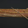 Vintage Wooden Boat With Natural Wood Grain Traditional Oar And Wooden Seat