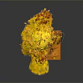 Autumn Tree With Yellow Orange Falling Leaves Brown Trunk And Orange Base 3d model