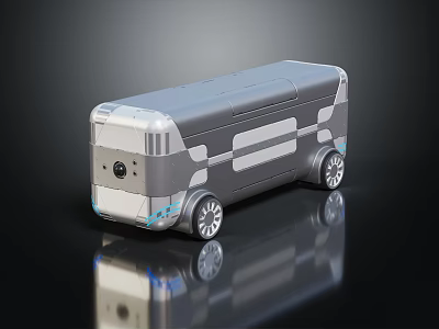 Futuristic Compact Silver Gray Car With Sleek Design And Front Camera 3d model