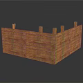 Rustic Wooden Fence Structure With Vertical Planks And Corner Posts