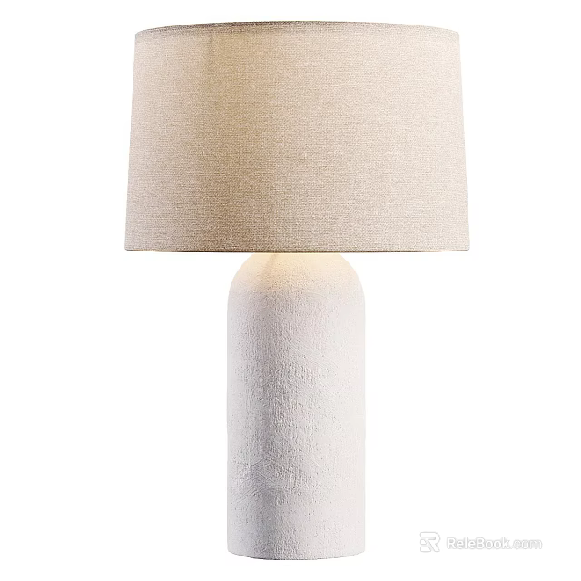 Modern Minimalist Table Lamp With Linen Lampshade And Textured White Base 3d model 
