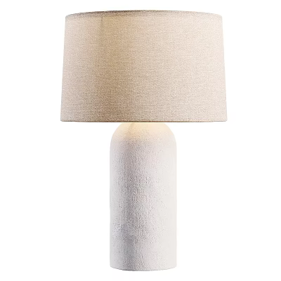 Modern Minimalist Table Lamp With Linen Lampshade And Textured White Base 3d model