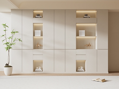 Quiet Bookcase Cream Bookcase Wardrobe 3d model