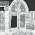 Historic Urban Architectural Building Entrance With Arched Doorway Carvings And Stone Columns