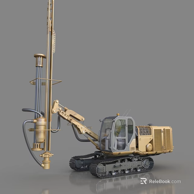 Tracked Function Vehicle Drill Rig Featuring Long Drill Rod And Operator Cab 3d model 