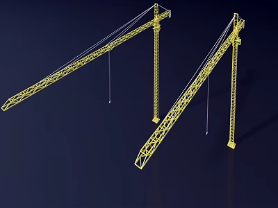 Industrial Tower Cranes With Steel Booms For Construction Lifting Operations 3d model