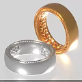 Elegant Gold And Silver Jewelry Rings With Intricate Hollow Patterns And Braided Edges