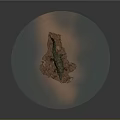 Crocodile Resting on Circular Platform With Green and Orange Surface Area