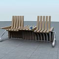 Modern Wooden Outdoor Chairs With Metal Legs Small Table And Blue Cup