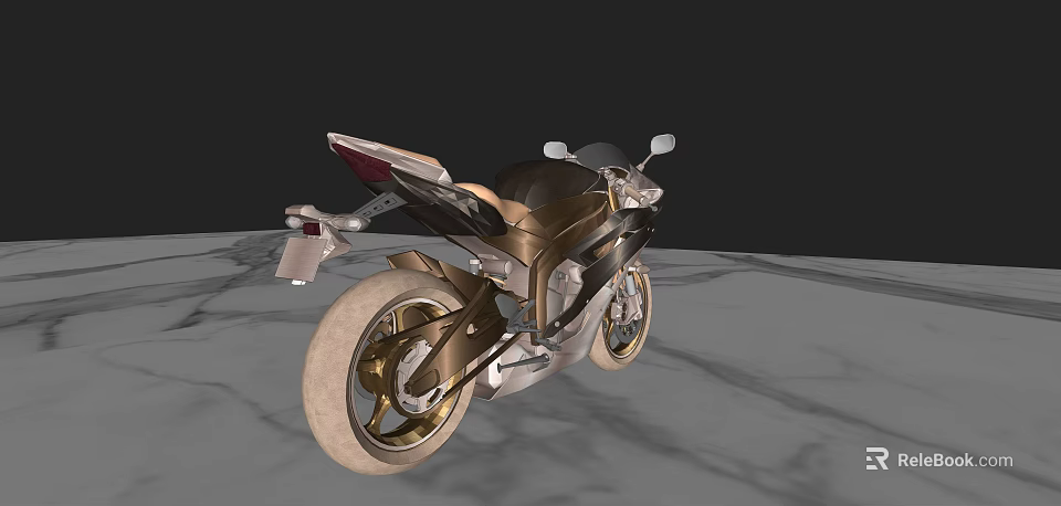 Sleek Golden And Black Sporty Motorcycle With Shiny Body And Wheels 3d model 