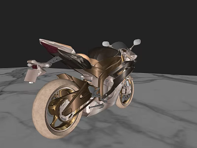Sleek Golden And Black Sporty Motorcycle With Shiny Body And Wheels 3d model
