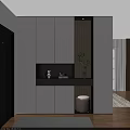 Modern White and Gray Shoe Cabinet with Storage Shelf Decorative Items and Shoe Stool