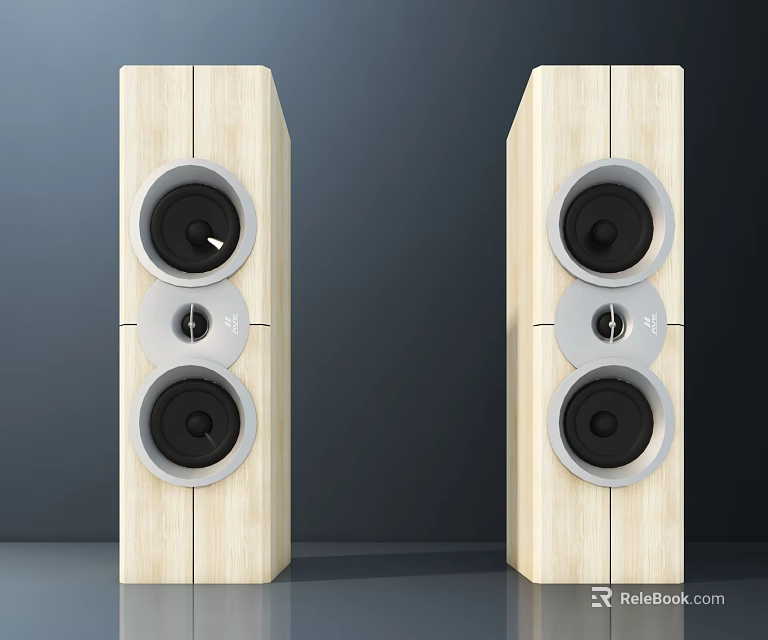 Modern Wooden Tower Speakers With Dual Drivers For Home Audio Design Setup 3d model 