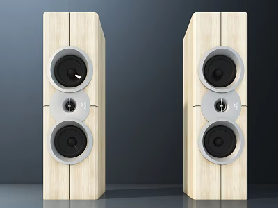 Modern Wooden Tower Speakers With Dual Drivers For Home Audio Design Setup 3d model