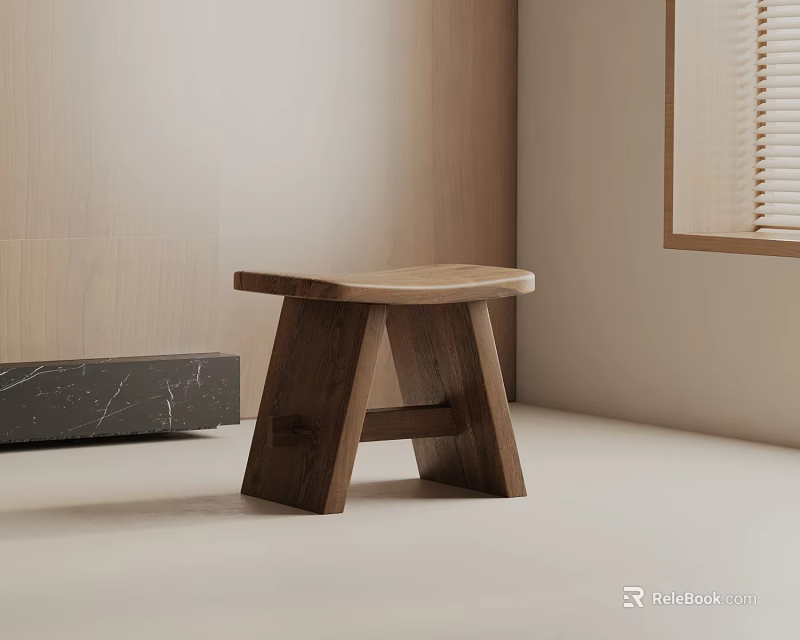 Modern Minimalist Solid Wood Side Table With Clean Design In Interior Space 3d model 