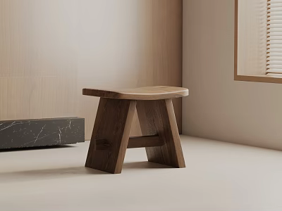 Modern Minimalist Solid Wood Side Table With Clean Design In Interior Space 3d model