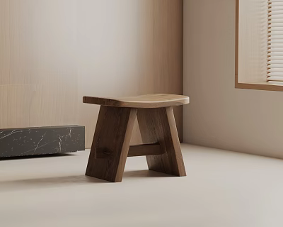 Modern Minimalist Solid Wood Side Table With Clean Design In Interior Space 3d model